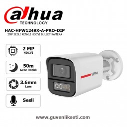 Dahua HAC-HFW1249X-A-PRO-DIP 2mp WizColor Gece Renkli Sesli AHD HDCVI IR Bullet Kamera